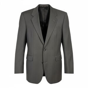 Vintage Men's Raffinati Gray Pinstripe‎ 100% Wool 2 Button Sport Coat - Size 40R